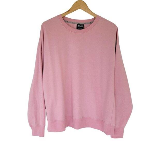 Zelos Pink Long Sleeve Sweatshirt Crew Neck Pullover Womens Size L Cotton Blend - Picture 1 of 9